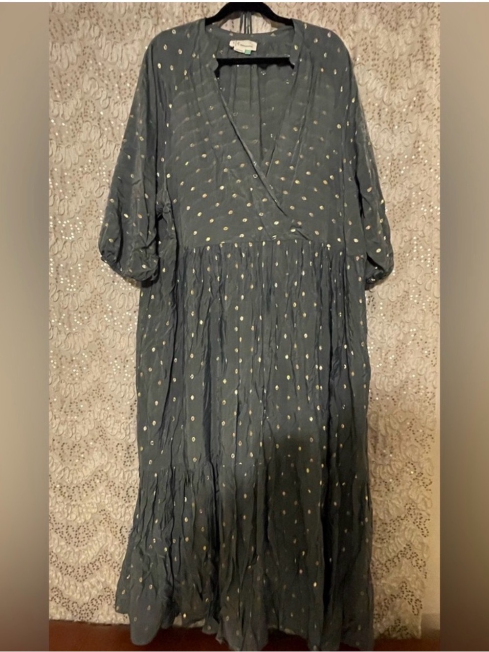 Metallic Dotted Maxi dress by Anthropologie 2x